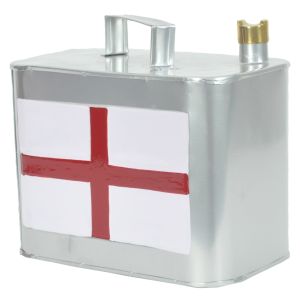 St George Flag England Silver Petrol Can Small 26cm
