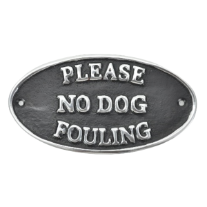 Please No Dog Fouling Sign Polished Aluminium 17cm