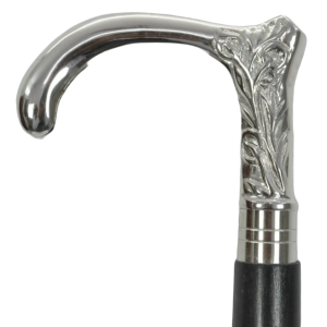 Nickel Finish Engraved Flower Swagger Cane/Walking Stick  95cm
