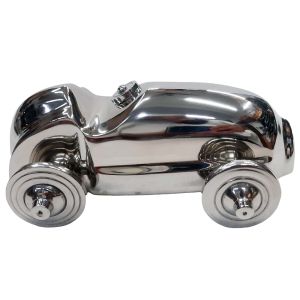 24cm Vintage Racing Car Nickel Plated Cast Aluminium