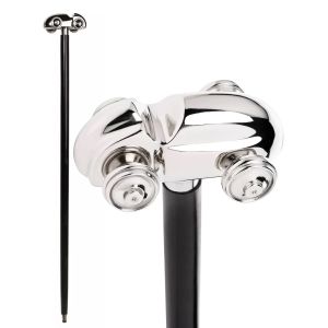 92cm Vintage Racing Car Walking Stick Nickel Plated Cast Aluminium