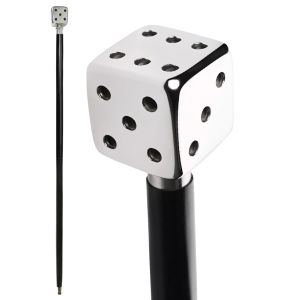 92cm Dice Walking Stick Nickel Plated Cast Aluminium