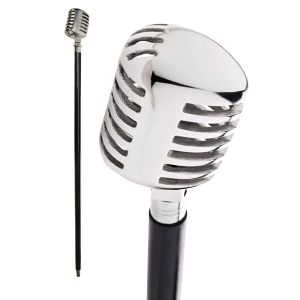 100cm Microphone Walking Stick Nickel Plated Cast Aluminium