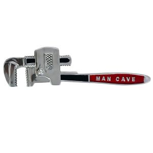 Pipe Wrench Tool Nickel Plated Cast Aluminium Wall Art - 91cm 