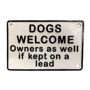 Dogs Welcome Plaque - Cast Iron  20cm