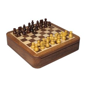 Square Magnetic Chess Foamed Tray Inside - Sheesham Wood - 13cm