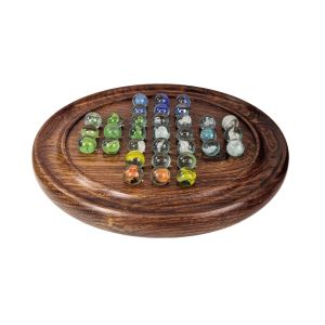 Solitaire With Multicolour Marbles  - Sheesham Wood - 23cm