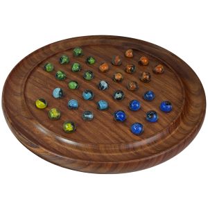 Solitaire With Multicolour Marbles - Sheesham Wood - 30cm