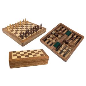 Magnetic Chess & Backgammon - 20cm - Sheesham Wood