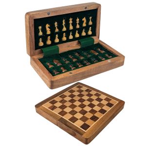 Magnetic Chess Folding - 17.5cm Sheesham Wood
