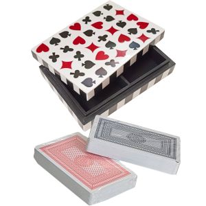 Intricate Resin Multi Suit Double Playing Card Box  - 15cm
