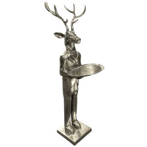 Stag With Plate - 150cm Nickel Plated Aluminium