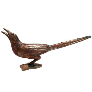 49cm Aged Copper/Verdigris Finish 1D Crow Statue On Heavy Metal Base