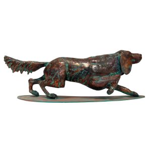 52.5cm Aged Copper/Verdigris Finish 3D Dog Statue On Heavy Metal Base