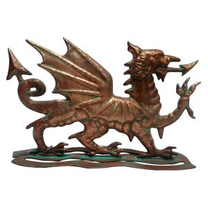 48cm Aged Copper/Verdigris Finish 1D Dragon Statue On Heavy Metal Base