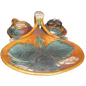 Majolica Shell Tray And Lid