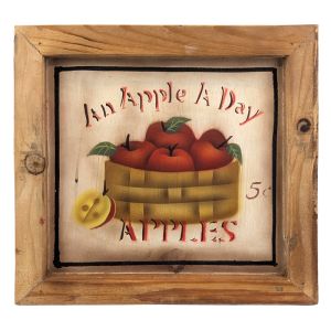 Rustic Wooden Square Wall Frame An Apple A Day Assorted - 30cm