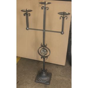72cm Enamelled Triple Candelabra With Glass Centre