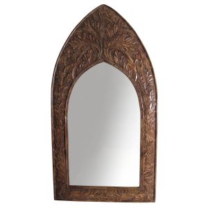 Mango Wood Gothic Mirror Leaf Design - Large 91.5cm