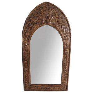 Mango Wood Gothic Mirror Leaf Design - Small 61cm