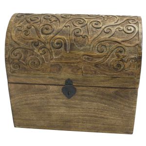 40cm Mango Wood Tree Of Life Design Wine Box (Holds 6)