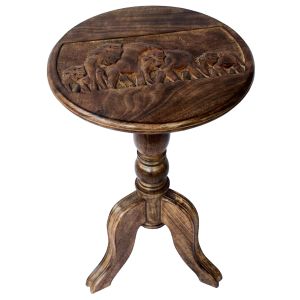 Mango Wood Elephant Design Wine Table 56cm