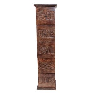 Mango Wood Music Design CD 5 Drawer Holder 84cm