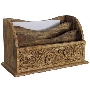 Mango Wood Flower Letter Rack 33.5cm