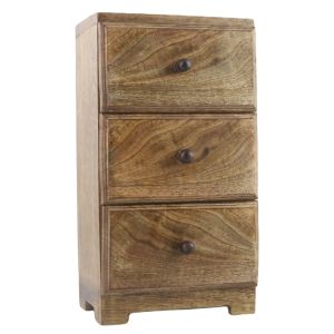 Mango Wood 3 Drawer Plain Chest - 28.5cm