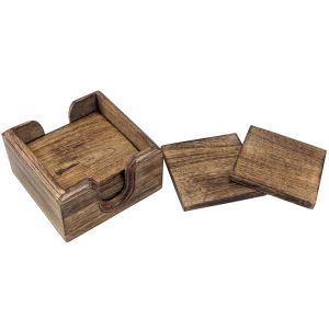 Set of 6 Wooden Plain Coasters - 13cm
