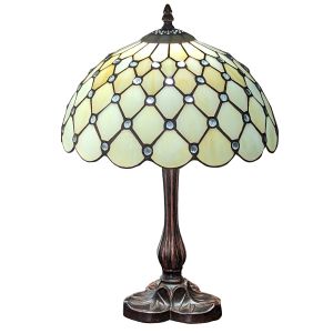 Cream Jewelled Tiffany Table Lamp (Medium) 43cm