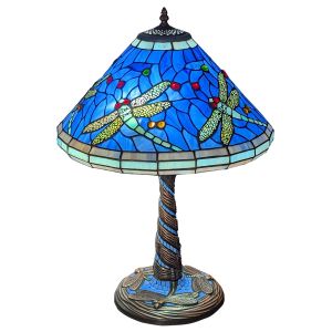 Blue Dragonfly Tiffany Shade On Mozaic Base Table Lamp  58cm