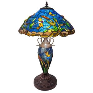 Double Lamp With Resin Base 60cm Large - Riverbank & Dragonfly Design