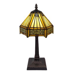 Small - Mission Style Fretted Stained Glass Table Lamp - 39cm  
