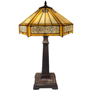Large - Mission Style Fretted Stained Glass Table Lamp - 64cm