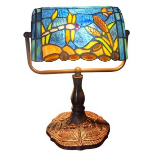 Bankers Lamp - Riverbank Dragonfly Design 33cm