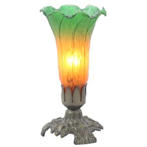 Upward Pond Lily Lamp Amber/Green - 20.5cm