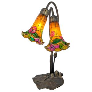 Double Pond Lily Lamp with Rose Shade - 40cm
