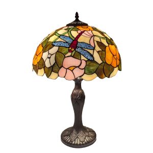 Flower and Dragonfly Tiffany Table Lamp 46cm (Medium)