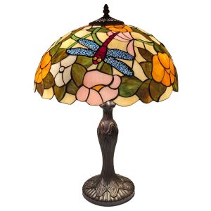 Flower and Dragonfly Tiffany Table Lamp 56cm (Large)