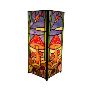 Square Magic Mushroom Tiffany style table lamp - 27cm 