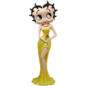 Betty Boop Holding Flowers Yellow Glitter Dress 38cm