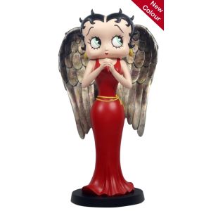 Betty Angel in Red Robe with Antique Gold Wings - 31cm 