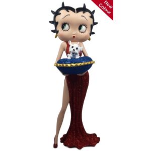 Betty Boop With Blue Glitter Pillow Box (Red Dress) 36.5cm