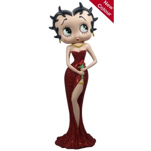 Betty Boop Holding Flowers Red Glitter Dress 38cm