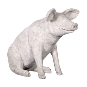 Small Sitting Saddleback Pig 59cm - Roman Stone Finish