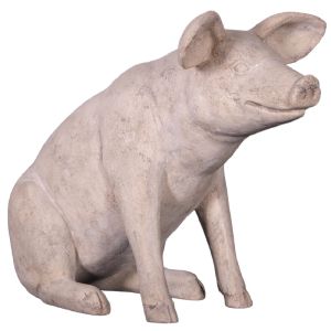 Large Sitting Pig 115cm Roman Stone Finish