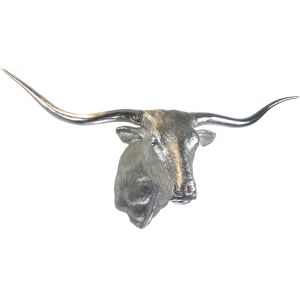 Texas Longhorn Silver Wall Art Faux Taxidermy - 180cm
