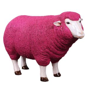 Merino Ewe Head Up Life Size  - Pink - 105cm