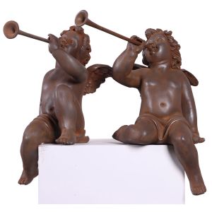 Cherubs Heralds - 43cm - Rust Finish